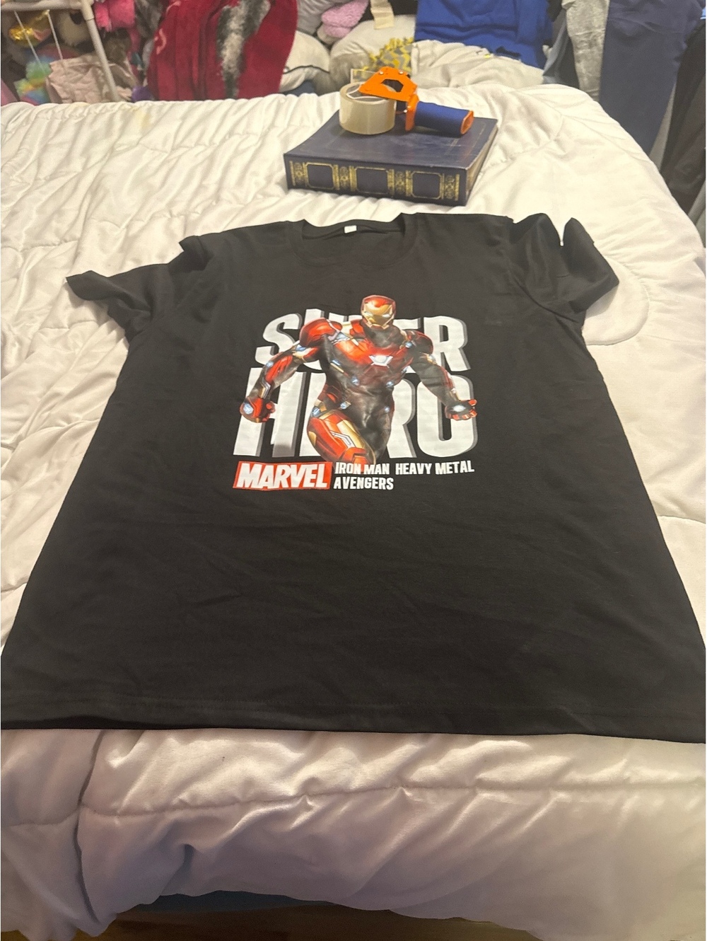 Marvel Avengers Iron Man Heavy Metal Graphic T-Shirt Large Black